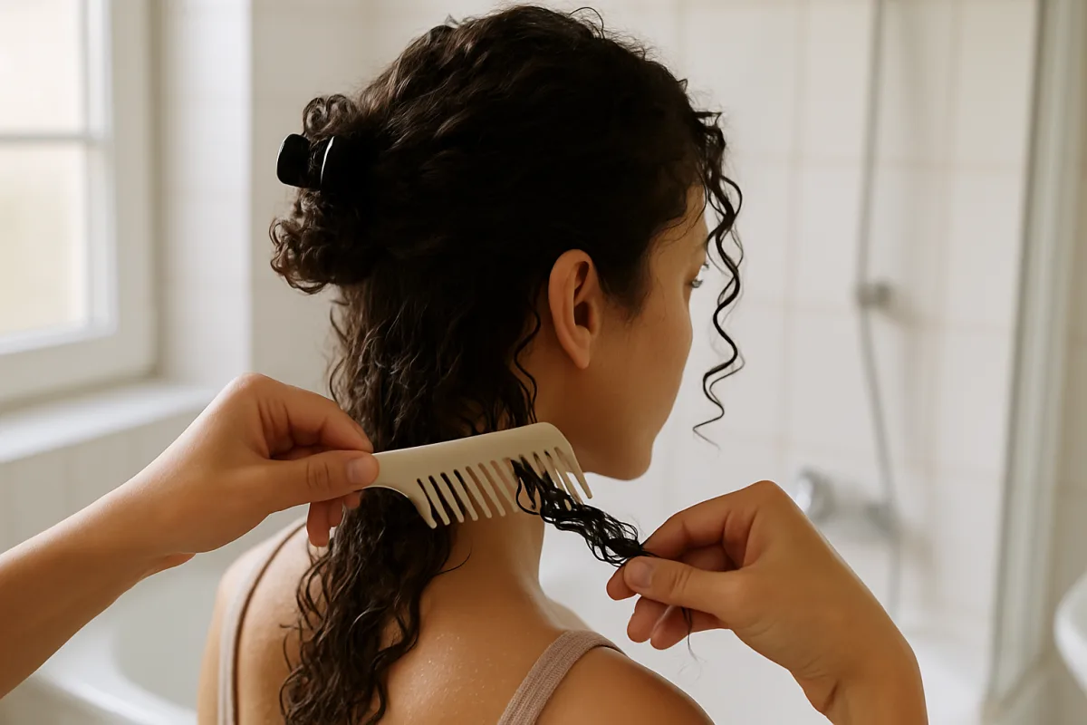 Come districare i capelli ricci senza tirare: sezioni, umidità e strumenti